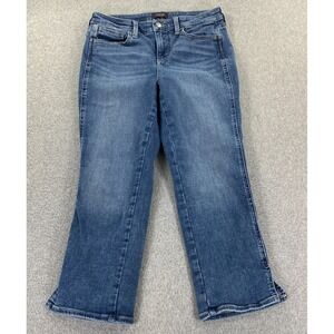 NYDJ  Skinny Capri Jeans Size 4 Lift Tuck Technology Side Slits Stretch Blue